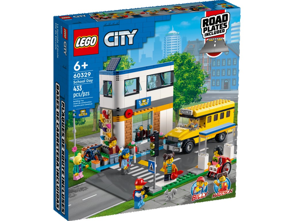 LEGO City Schule mit Schulbus, 2 Klassenzimmern und Straßenplatten (60329)