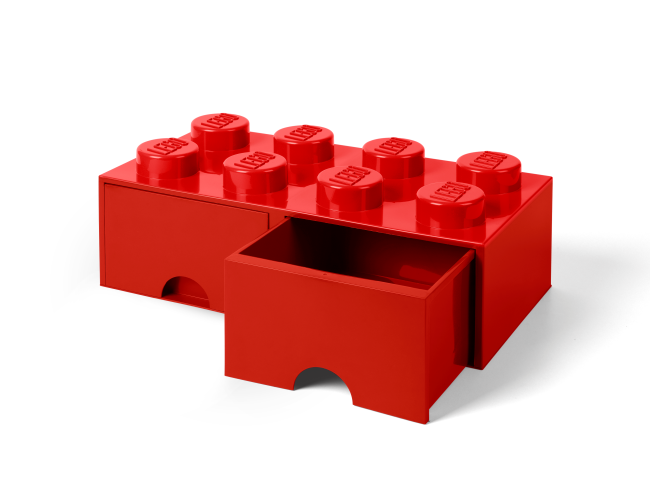 LEGO Verschiedenes Aufbewahrungsstein mit Schubfächern und 8 Noppen in Rot (5006131)