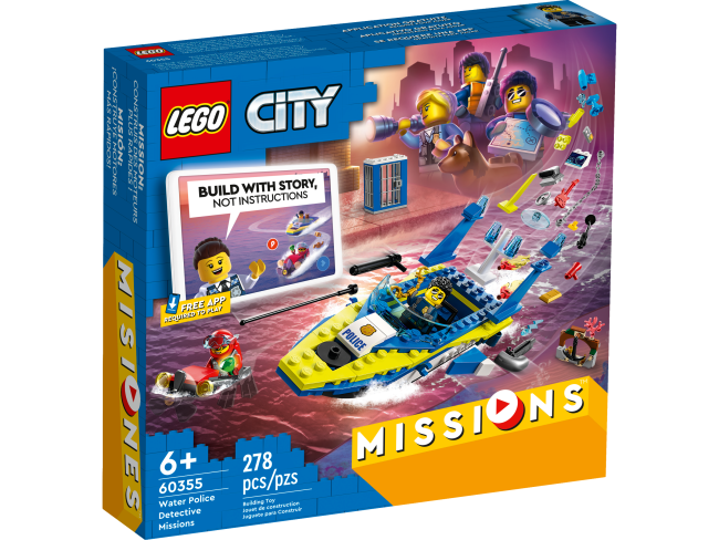 LEGO City Detektivmissionen der Wasserpolizei mit Boot und 4 Minifiguren (60355)